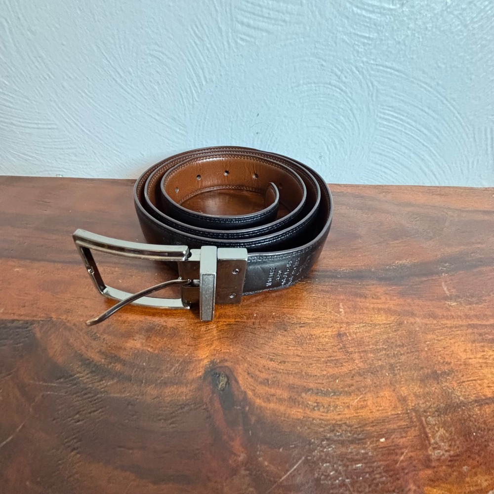 Perry Ellis Mens Reversible Belt Black Brown Gunmetal Buckle 36 90 1P02083